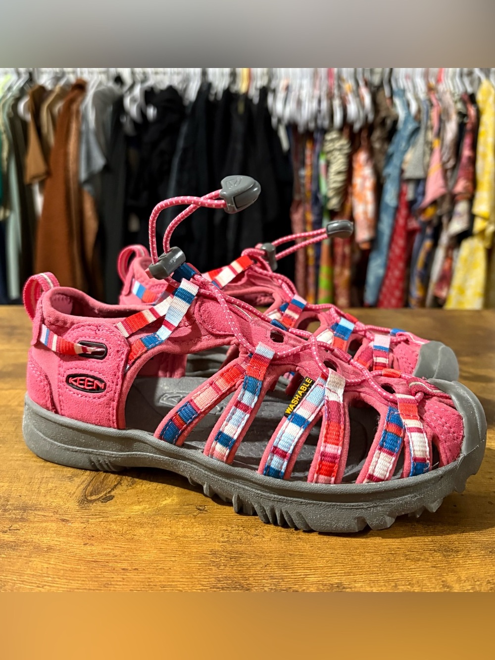 KEEN Whisper Raya Honeysuckle Waterproof Washable Sandals Shoes Girls Size 3